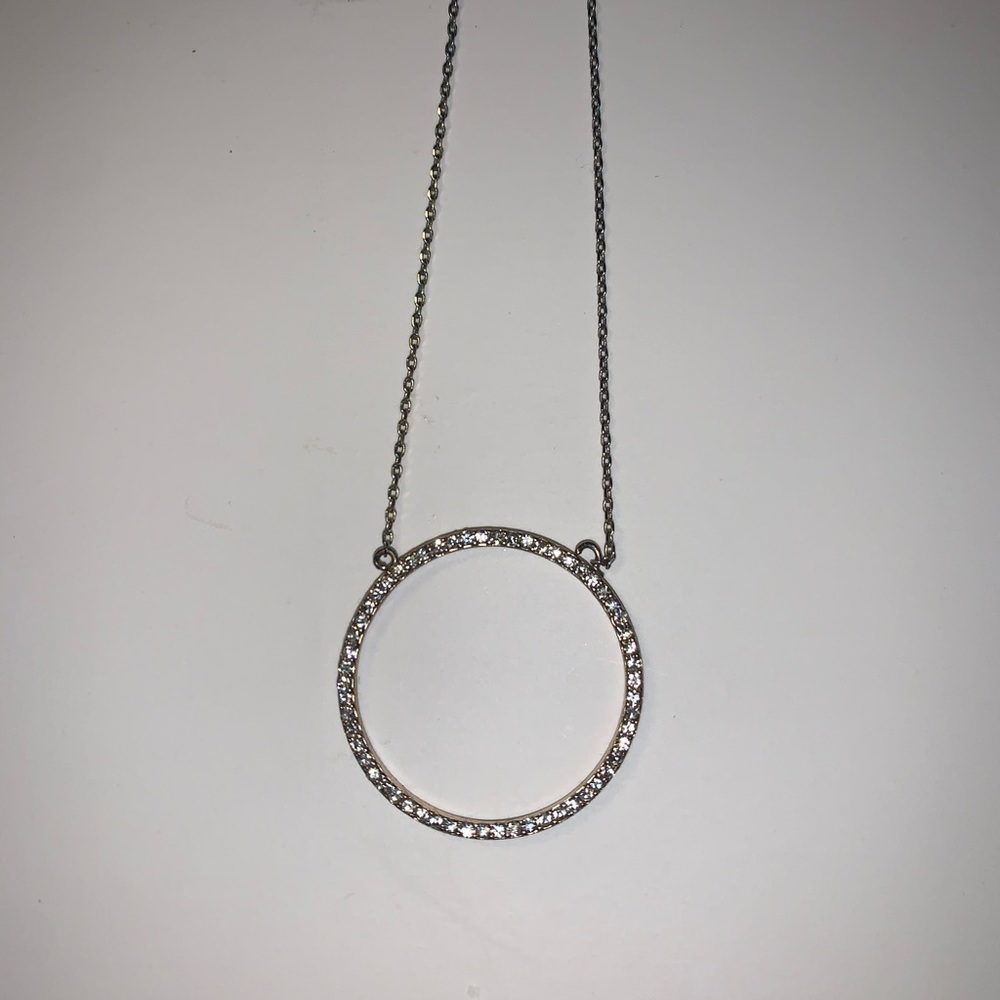 Silver Rhinestone Open-Circle Pendant